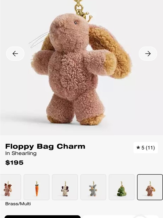 Coach Handbags - Coach Floppy Bag Charm - Shearling Bunny